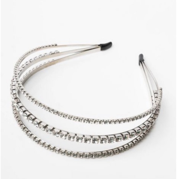 MENAGE A TRIOS STRAND HEADBAND SILVER TONE - Picture 8 of 9